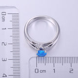 Simple Round White Fire Opal Ring