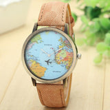 Mini World Map Watch for Men and Women