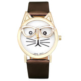 CAT With Glasses Analog Quartz Dial Wrist Watch For Women