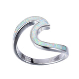 White Fire Opal Wave Ring