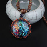 Handmade Radiant Peacock Feather Necklace