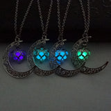 Fluorescence Glow in the Dark Crescent Moon Heart Necklace