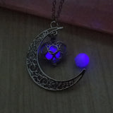 Fluorescence Glow in the Dark Crescent Moon Heart Necklace