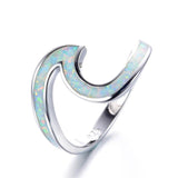 White Fire Opal Wave Ring