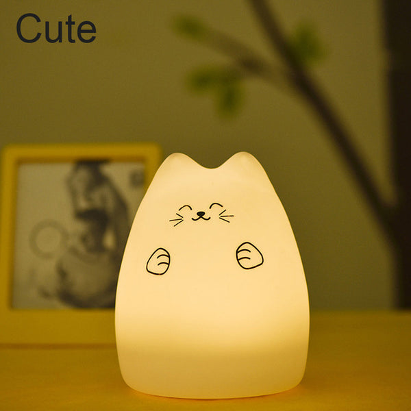 Cute Color Changing Cat Touch Lamp