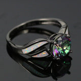 Rainbow Cubic Zirconia Fire Opal Ring
