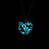 Glow In The Dark Silver Heart Necklace