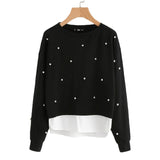 Pearl Beadings 2 Layers Sweatshirt
