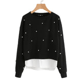 Pearl Beadings 2 Layers Sweatshirt