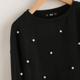 Pearl Beadings 2 Layers Sweatshirt