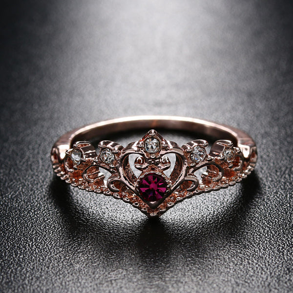 Rose Gold Crown Rhinestone Ring