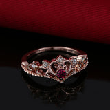 Rose Gold Crown Rhinestone Ring