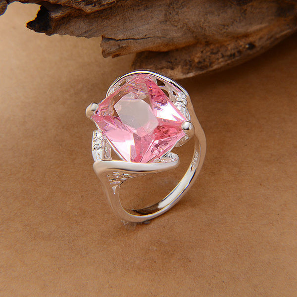 Silver Plated Pink Simple Casual Ring