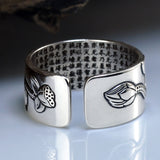 925 Sterling Silver Adjustable Lotus Ring with the Heart Sutra Inside