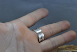 925 Sterling Silver Adjustable Lotus Ring with the Heart Sutra Inside