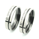 Stainless Steel "Love Only You" Promise Rings