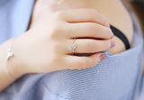 Silver Green Opal Leaves Buds Ring - 925 Sterling Silver