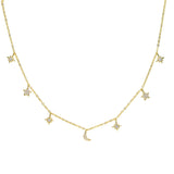 Classic Moon Star Charm Necklace