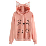 White Cat Ears Long Sleeve Hoodie