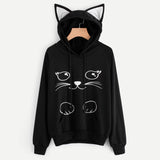 White Cat Ears Long Sleeve Hoodie