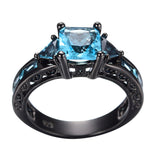 Aquamarine Black Gold Filled Ring