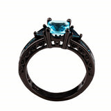 Aquamarine Black Gold Filled Ring