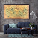 Detailed World Map Paper Painting Poster