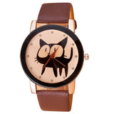Black PU Leather Cat Watch