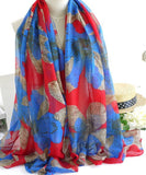 Floral Design Cotton Voile Long Scarf