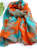 Floral Design Cotton Voile Long Scarf