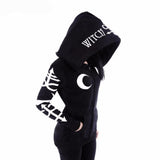 Witch Craft Moon Long Sleeve Jacket Zipper Coat