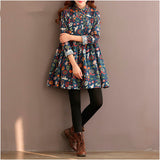 Long Sleeve Flower Print Dress