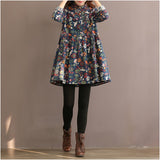 Long Sleeve Flower Print Dress