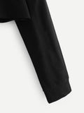 Solid Cat Ear Long Sleeve Cropped Sweatshirt