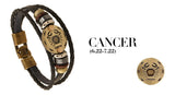 Unisex Zodiac Signs Leather Black Gallstone Bracelets