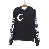 Witch Craft Moon Long Sleeve Jacket Zipper Coat