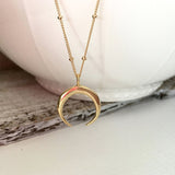 Gold Silver Celestial Crescent Moon Statement Necklace