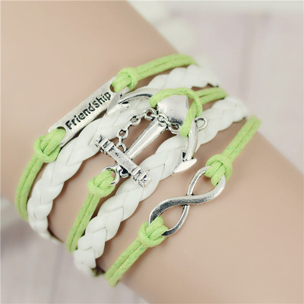 Infinity Love Charm Leather Bracelets