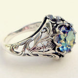 Silver Vintage Rainbow Zircon Ring