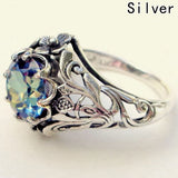 Silver Vintage Rainbow Zircon Ring