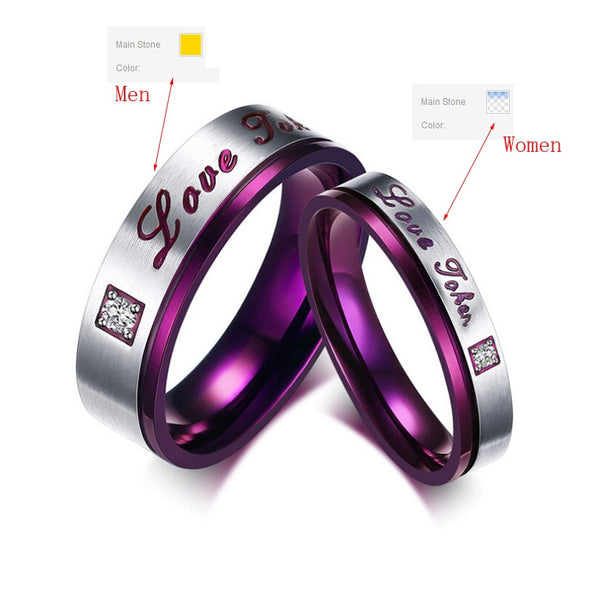 Purple Filled Amethyst Sapphire Zircon Couple Ring