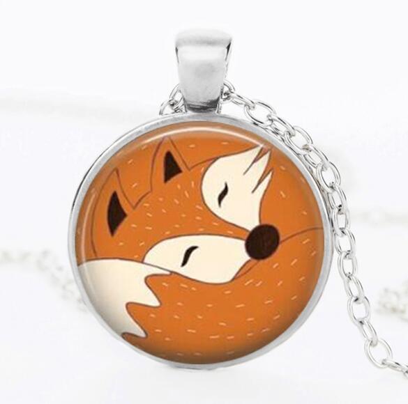 Woodland Glass Cabochon Fox Necklace