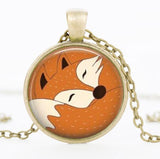 Woodland Glass Cabochon Fox Necklace