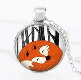 Woodland Glass Cabochon Fox Necklace