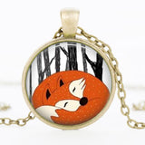 Woodland Glass Cabochon Fox Necklace