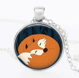 Woodland Glass Cabochon Fox Necklace
