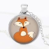 Woodland Glass Cabochon Fox Necklace