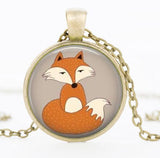 Woodland Glass Cabochon Fox Necklace