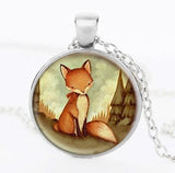 Woodland Glass Cabochon Fox Necklace