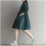 Vintage Green Turndown Collar Dress